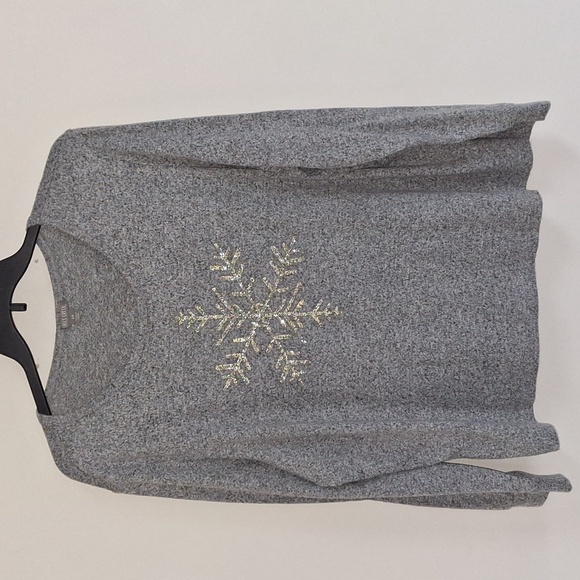 Falls Creek Sweaters - 2X Falls Creek Gray Sweater with Sparkly Snowflake